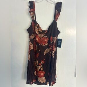 Volcom Brown Floral Mini Dress